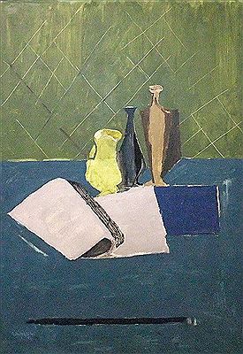 "Stillleben mit offenem Buch". 1972