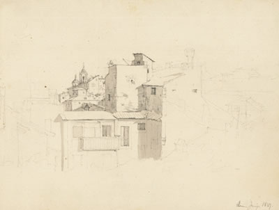 Stadtansicht in Rom, im Hintergrund S. Ivo