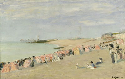 Nachmittags am Strand von Dieppe by Ernst Oppler - Auction record, sale price, and art valuation. Compare with similar artists and explore comparable artworks.