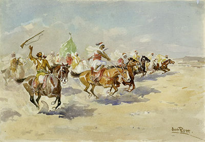 Beduinenreiter im wilden Galopp