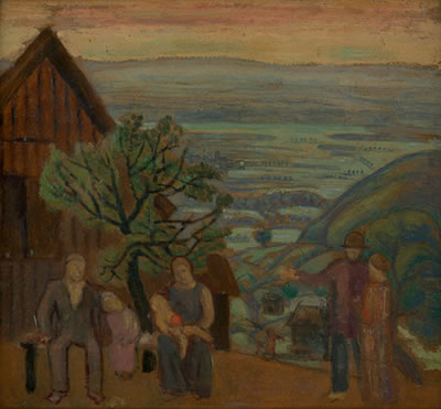 Personengruppe vor Landschaft