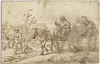 Bauernfamilie mit dem Pferdewagen