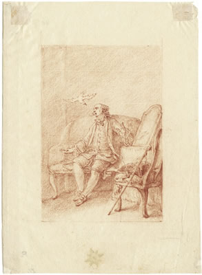 Interieur mit einem Herrn auf einem Sofa