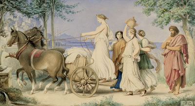 Nausikaa in einem von Maultieren gezogenen Wagen by Eduard Julius Friedrich Bendemann - Auction record, sale price, and art valuation. Compare with similar artists and explore comparable artworks.