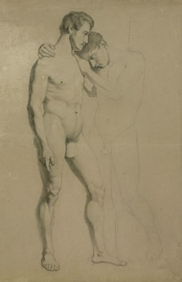 Aktstudie von zwei stehenden, jungen Männern by Johann Christian Ludwig Tunica - Auction record, sale price, and art valuation. Compare with similar artists and explore comparable artworks.
