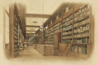 Interieur eines Bibliothekssaals TH