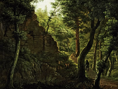 Waldinneres mit Sandsteinfelsen und einem Wanderer by Friedrich Wilhelm Pose - Auction record, sale price, and art valuation. Compare with similar artists and explore comparable artworks.