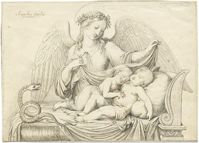 Schutzengel mit zwei schlafenden Kindern by Johann Riepenhausen - Auction record, sale price, and art valuation. Compare with similar artists and explore comparable artworks.