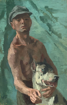 Junger Mann mit Dogge