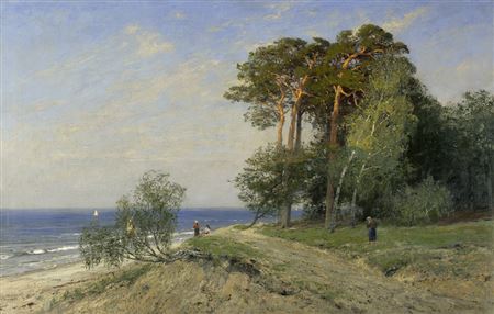 Sample artwork by Julius Wentscher (1842 - 1918), known for landscape with trees and coastal view painting, realist style - View similar artists and auction records