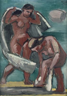 "Landschaft" (Badende Frauen am Strand).