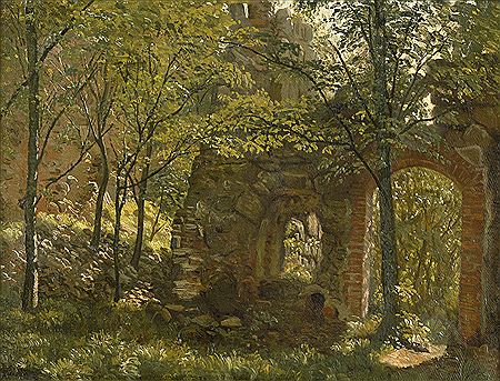 Bewachsene Ruinen der Festung Hammershus auf Bornholm