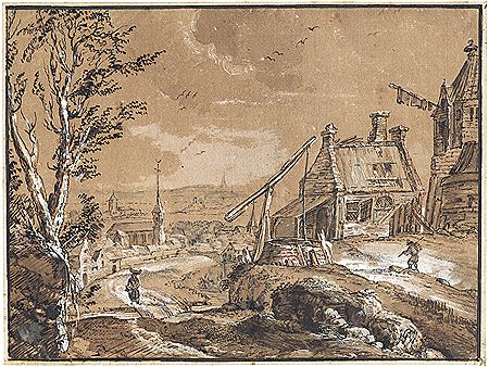 Winterlandschaft mit dörflicher Staffage