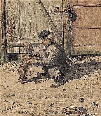 Junge mit kleinem Hund