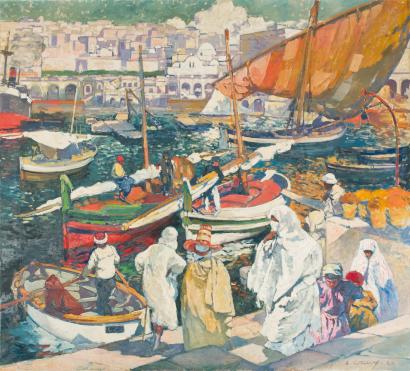 Pêcheurs sur la darse de l'Amirauté d'Alger