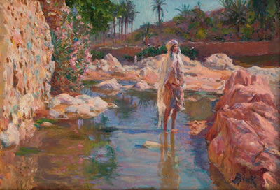 Jeune fille à l'Oued