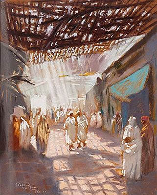 Ruelle animée au Souk de Fès, 1941 by Roland Coudon - Auction record, sale price, and art valuation. Compare with similar artists and explore comparable artworks.
