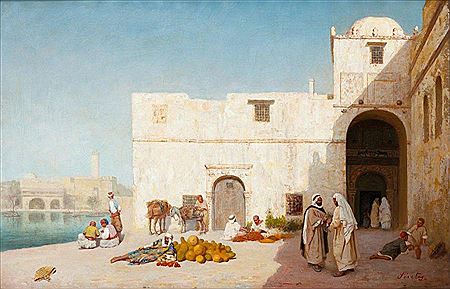 Marchand de légumes sur le port d'Alger by Joseph Sintes - Auction record, sale price, and art valuation. Compare with similar artists and explore comparable artworks.