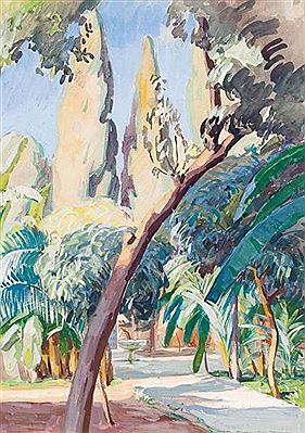 Jardin de la Bahia, Marrakech, 1939 by Andre Herviault - Auction record, sale price, and art valuation. Compare with similar artists and explore comparable artworks.