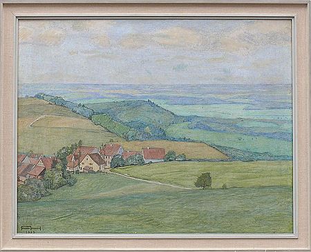 "Blick auf Hausen ob Verena u. Hohenkarpfen" von einer Anhöhe aus; sommerliche Stimmung by Felix Hollenberg - Auction record, sale price, and art valuation. Compare with similar artists and explore comparable artworks.