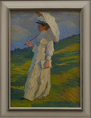 "Frau mit Sonnenschirm in freiem Gelände" by Robert Hoffmann - Auction record, sale price, and art valuation. Compare with similar artists and explore comparable artworks.