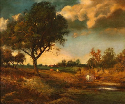 Twilight Landscape with Sheep