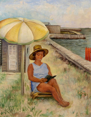 Fire Island, Backyard with Figure, 1964