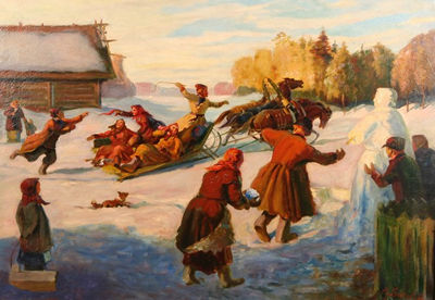 Winter Fun in the Russian Village by Anatoly Sokoloff - Auction record, sale price, and art valuation. Compare with similar artists and explore comparable artworks.