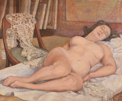 Sleeping Nude in the Studio by Alexandra Nicholaevna Pregel - Auction record, sale price, and art valuation. Compare with similar artists and explore comparable artworks.