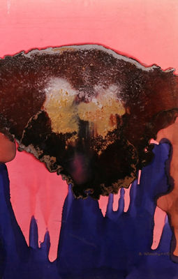 A PAIR OF MIXED MEDIA PAINTINGS