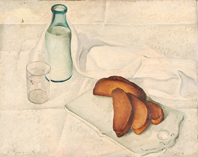 STILL LIFE WITH MILK AND BREAD