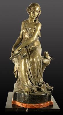Woman Playing a Lyre for the Birds