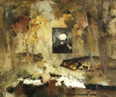 Portrait of Oscar Yakovlevich Rabin: "Self-Portrait in the Autumn Forest with Herrings”