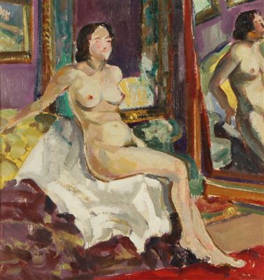 Seated Nude by Mirror