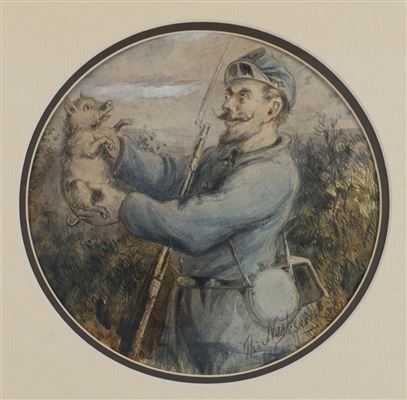 Sketch of Soldier with a Piglet
