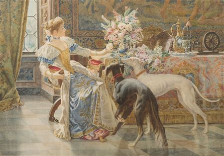 Lady with Two Dogs