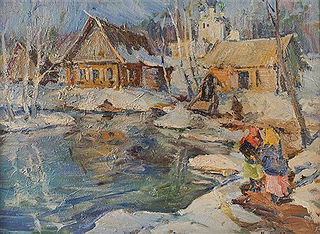 Russian Village in the Snow