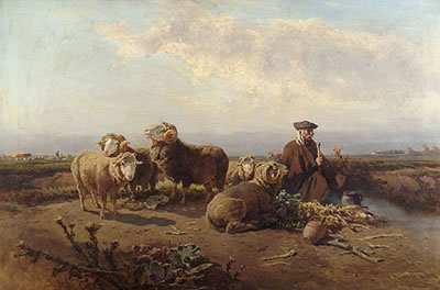 Hirte mit Schafen in Ungarn