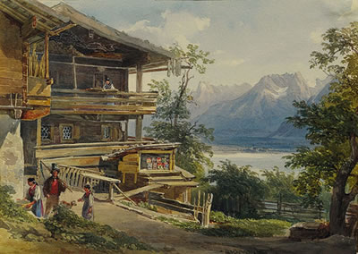 Bauernhaus an einem Alpensee