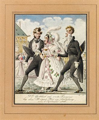 Der wilde Jäger oder das rote Häuschen Mad. Jäger als die Gansellipperl. J. Nestroy als Peter Zapfl 1841