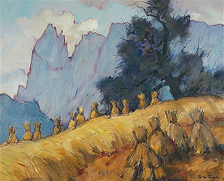 Feld mit Kornmandln by Rolf Regele - Auction record, sale price, and art valuation. Compare with similar artists and explore comparable artworks.