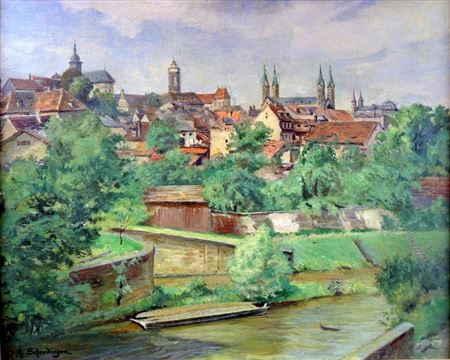 Ansicht von Bamberg by Alfred Schmedingen - Auction record, sale price, and art valuation. Compare with similar artists and explore comparable artworks.