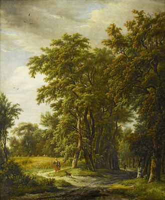 Waldweg mit Kornfeld