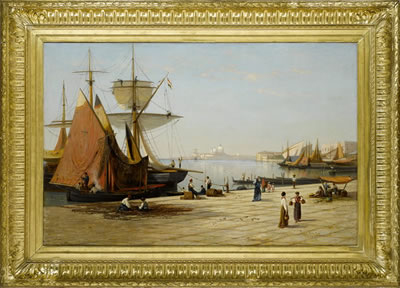Venezianische Ansicht des Bacino di San Marco mit Segelbooten und