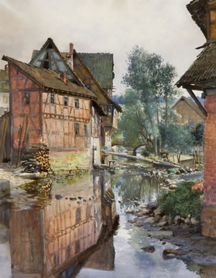 Sample artwork by Max Martini (1867 - 1920), known for paintings of landscape, often with church buildings - View similar artists and auction records