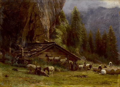 Ziegen vor einem Chalet