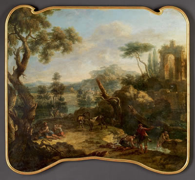 Pastorale Szene in weiter Landschaft