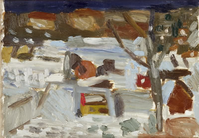 Winterlandschaft mit Häusern