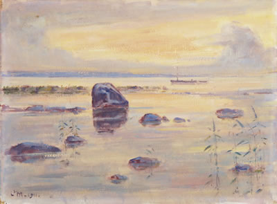 Seelandschaft, verso: Gartenszene