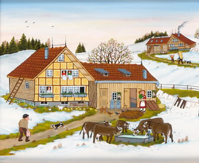 Appenzeller Häuser mit bäerlicher Staffage und Kühe an der Trenke by Anna Staub - Auction record, sale price, and art valuation. Compare with similar artists and explore comparable artworks.